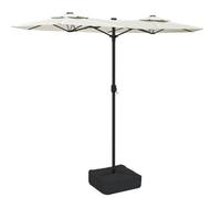 Berkfield Elegant Double-Head Garden Parasol With Leds Sand White 316X240 Cm