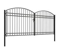 Berkfield Elegant Fence Gate Double Door With Arched Top Steel 400X200 Cm Black