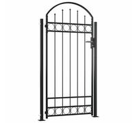 Berkfield Elegant Fence Gate With Arched Top And 2 Posts 105X204 Cm Black