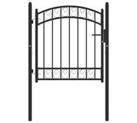Berkfield Elegant Fence Gate With Arched Top Steel 100X100 Cm Black