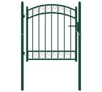 Berkfield Elegant Fence Gate With Arched Top Steel 100X100 Cm Green