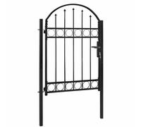 Berkfield Elegant Fence Gate With Arched Top Steel 100X125 Cm Black