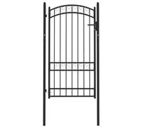 Berkfield Elegant Fence Gate With Arched Top Steel 100X175 Cm Black
