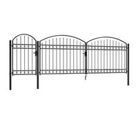 Berkfield Elegant Garden Fence Gate With Arched Top Steel 1.75X5 M Black
