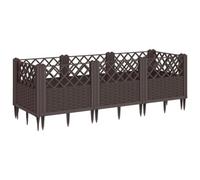 Berkfield Elegant Garden Planter With Pegs Brown 123.5X43.5X43.5 Cm Pp