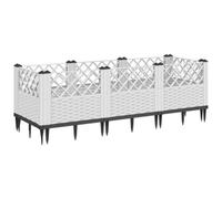 Berkfield Elegant Garden Planter With Pegs White 123.5X43.5X43.5 Cm Pp