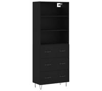 Berkfield Elegant Highboard Black 69.5X34X180 Cm Engineered Wood