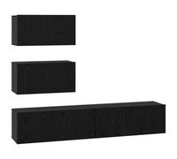 Berkfield Elegant Tv Cabinet Set 4 Pcs Black Oak 100 X 30 X 30 Cm Engineered Wood