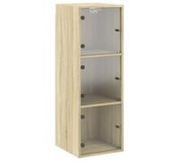 Berkfield Elegant Wall Cabinet With Glass Doors Sonoma Oak 35X37X100 Cm