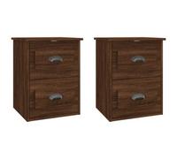 Berkfield Elegant Wall-Mounted Bedside Cabinets 2 Pcs Brown Oak 41.5X36X53Cm