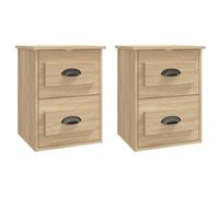 Berkfield Elegant Wall-Mounted Bedside Cabinets 2 Pcs Sonoma Oak 41.5X36X53Cm