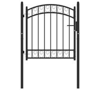 Berkfield Fence Gate With Arched Top Steel 100X100 Cm Black