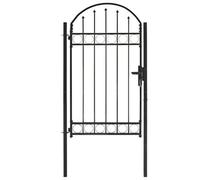 Berkfield Fence Gate With Arched Top Steel 100X175 Cm Black