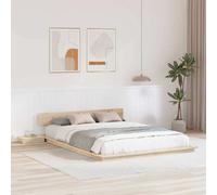 Berkfield Floor Bed Frame With Bedside Tables 140X200Cm Solid Wood