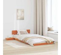 Berkfield Floor Bed Frame With Bedside Tables Wax Brown 80X200Cm Solid Wood