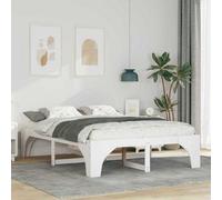 Berkfield Floor Bed Frame With Storage White Solid Pine Wood