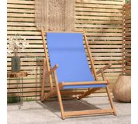 Berkfield Folding Beach Chair Solid Wood Teak Blue