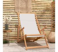 Berkfield Folding Beach Chair Solid Wood Teak Cream