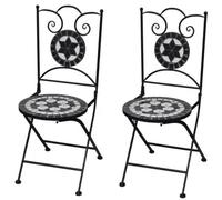 Berkfield Folding Bistro Chairs 2 Pcs Ceramic Black And White