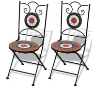 Berkfield Folding Bistro Chairs 2 Pcs Ceramic Terracotta And White