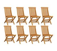 Berkfield Folding Garden Chairs 8 Pcs Solid Teak Wood