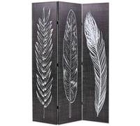 Berkfield Folding Room Divider 120X170 Cm Feathers Black And White