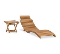 Berkfield Folding Sun Lounger With Table Solid Teak Wood