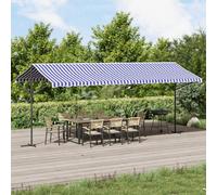 Berkfield Free Standing Awning Blue And White 600X300 Cm Fabric And Steel