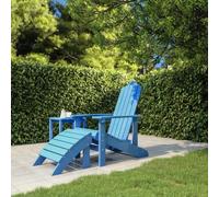 Berkfield Garden Adirondack Chair With Footstool Hdpe Aqua Blue