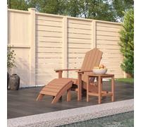 Berkfield Garden Adirondack Chair With Footstool & Table Hdpe Brown