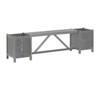 Berkfield Garden Bench With 2 Planters 150Cm Solid Acacia Wood Grey
