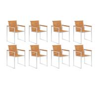 Berkfield Garden Chairs 8 Pcs Solid Acacia Wood And Stainless Steel