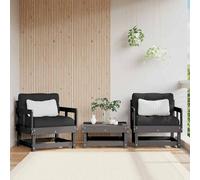 Berkfield Garden Chairs With Cushions 2 Pcs Grey Solid Wood Pine
