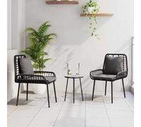 Berkfield Garden Dining Set 3 Pcs Poly Rattan, Steel