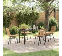 Berkfield Garden Dining Set 4 Pcs Brown Poly Rattan