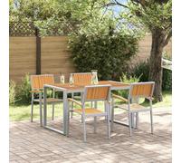 Berkfield Garden Dining Set 5 Pcs Grey And Brown 140 X 80 X 75 Cm