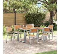 Berkfield Garden Dining Set 7 Pcs Grey And Brown 140 X 80 X 75 Cm