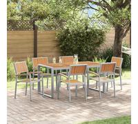 Berkfield Garden Dining Set 7 Pcs Grey And Brown 160 X 80 X 75 Cm