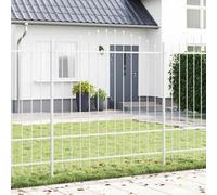 Berkfield Garden Fence With Hoop Top, White, 13.6X1.75 M, Steel