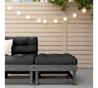 Berkfield Garden Footstool With Cushion Grey Solid Wood Pine