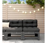 Berkfield Garden Middle Sofas 2 Pcs Grey Solid Wood Pine
