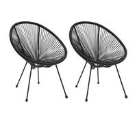 Berkfield Garden Moon Chairs 2 Pcs Rattan Black