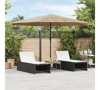 Berkfield Garden Parasol With Leds And Steel Pole Brown 388X388X248 Cm