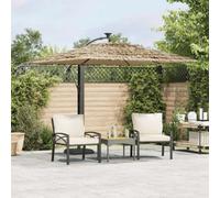 Berkfield Garden Parasol With Steel Pole Brown 246X246X230 Cm