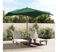 Berkfield Garden Parasol With Wooden Pole Green 300X300X273 Cm