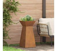Berkfield Garden Pillar Planter With Bowl 35X35X73 Cm Weathering Steel
