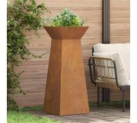 Berkfield Garden Pillar Planter With Bowl 40X40X100 Cm Weathering Steel