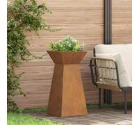 Berkfield Garden Pillar Planters 2 Pcs With Bowl 35X35X73 Cm Weathering Steel