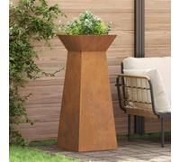 Berkfield Garden Pillar Planters 2 Pcs With Bowl 40X40X100 Cm Weathering Steel
