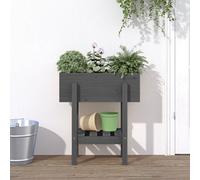 Berkfield Garden Planter Grey 62X30X69 Cm Solid Wood Pine